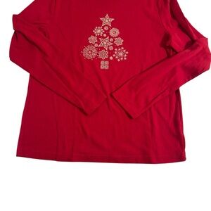 Womens Top Croft & Barrow red cotton knit Holiday Christmas Size Medium Shirt